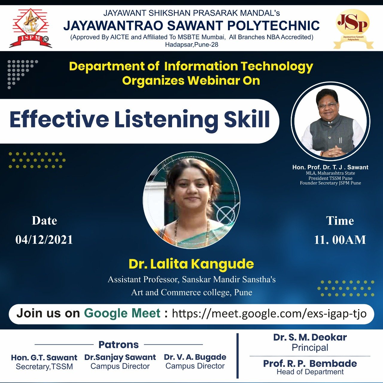 Webinar Topic : Effective Listening Skill